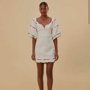 Farm Rio White Colorful Stripes Euroflax™ Mini Dress